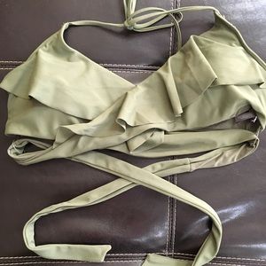 Aerie Swim top, Criss cross, army green color.